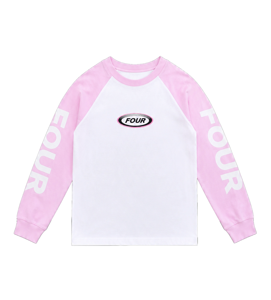 Reconstructed Raglan Longsleeve Soft Pink/ White