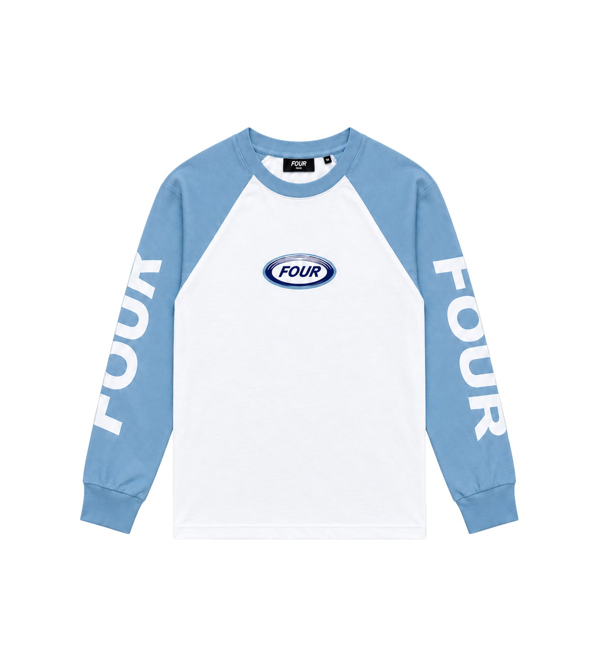 Reconstructed Raglan Longsleeve Blauw/Wit