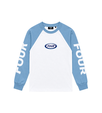 Reconstructed Raglan Longsleeve Blauw/Wit