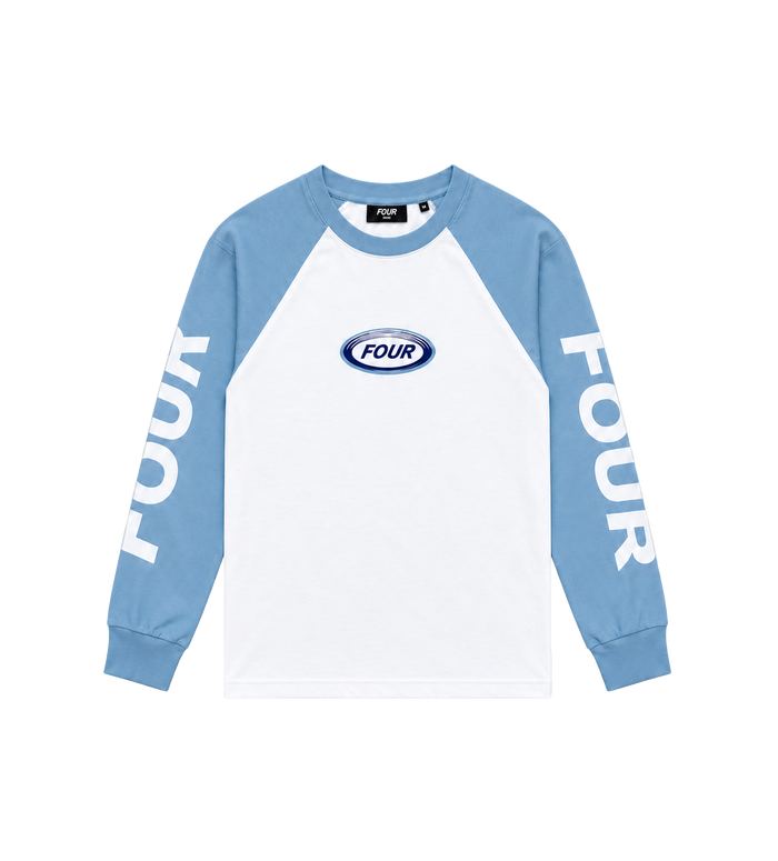 Reconstructed Raglan Longsleeve Blauw/Wit