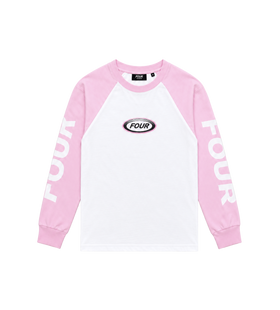 Reconstructed Raglan Longsleeve Roze/ Wit
