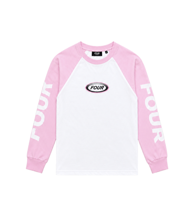 Reconstructed Raglan Longsleeve Roze/ Wit