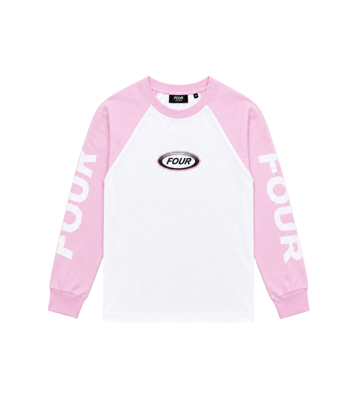 Reconstructed Raglan Longsleeve Roze/ Wit