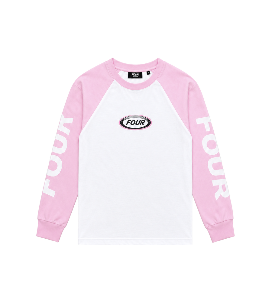 Reconstructed Raglan Longsleeve Roze/ Wit
