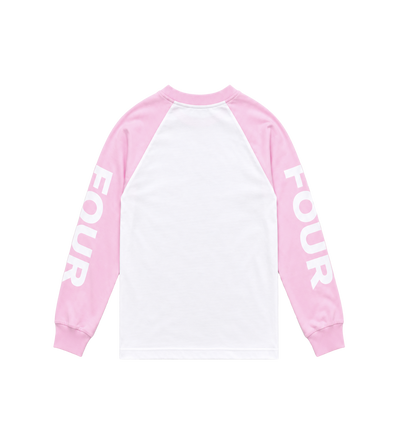 Reconstructed Raglan Longsleeve Roze/ Wit