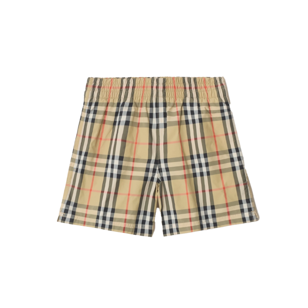 Burberry Check Swim Shorts in Sand Beige (Kids)