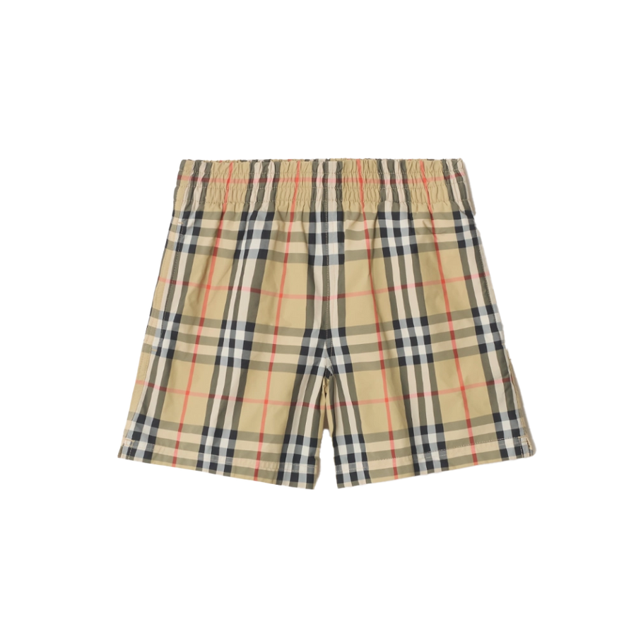 Burberry Check Swim Shorts in Sand Beige (Kids)