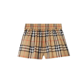 Kids Controleer Katoen Shorts in wit en beige
