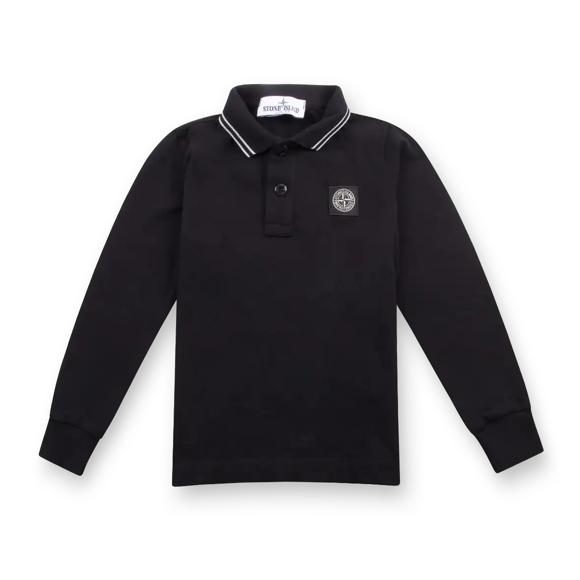 Stone Island Long-Sleeved Polo Shirt in Black (Kids)