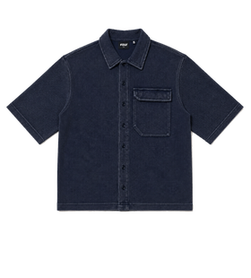 Reconstructed Circles Bowling Shirt Dark Blue
