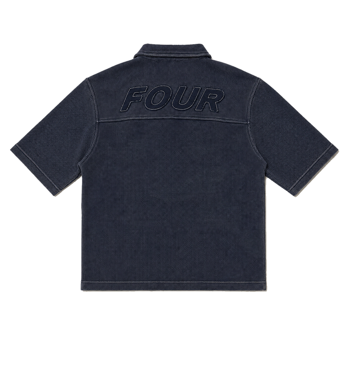 Reconstructed Circles Bowling Shirt Dark Blue