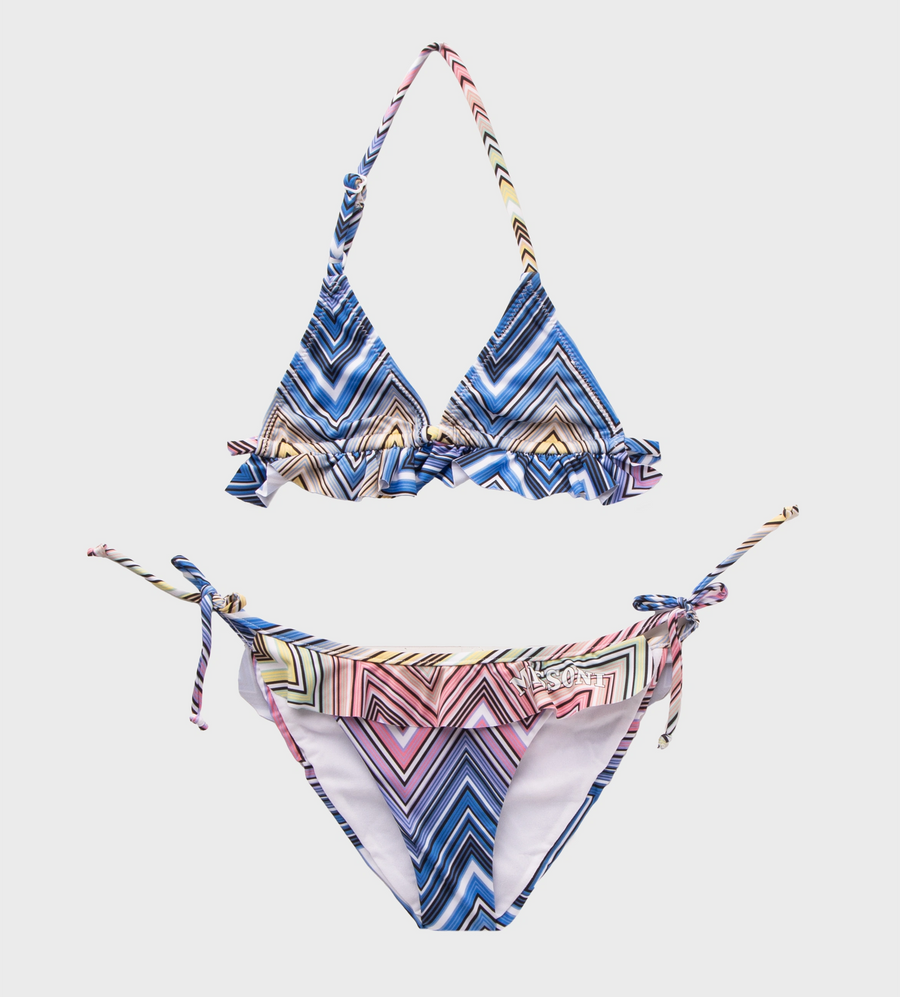 Chevron-print Triangle Bikini Multicolor