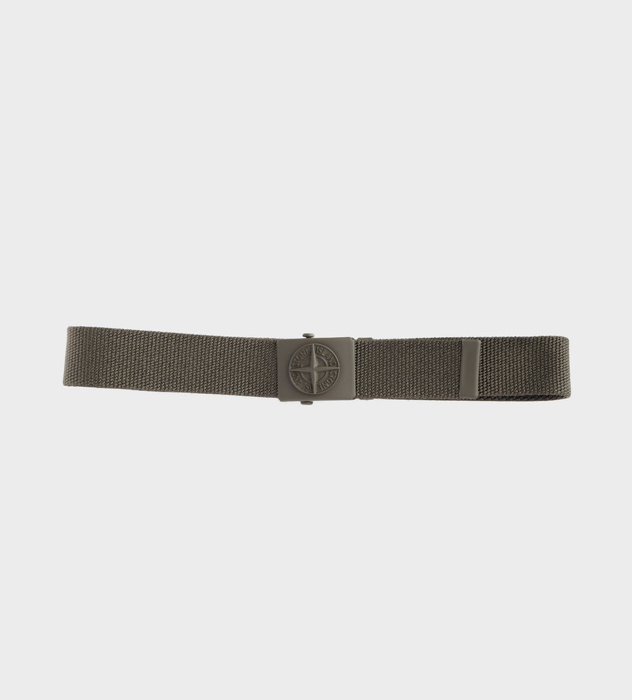 Tonal Logo-Buckle Belt Olive