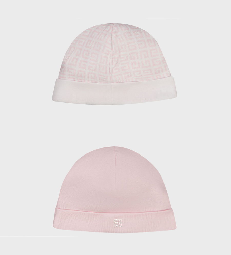 Greca-Print Knitted Hat (pack of 2) Pink