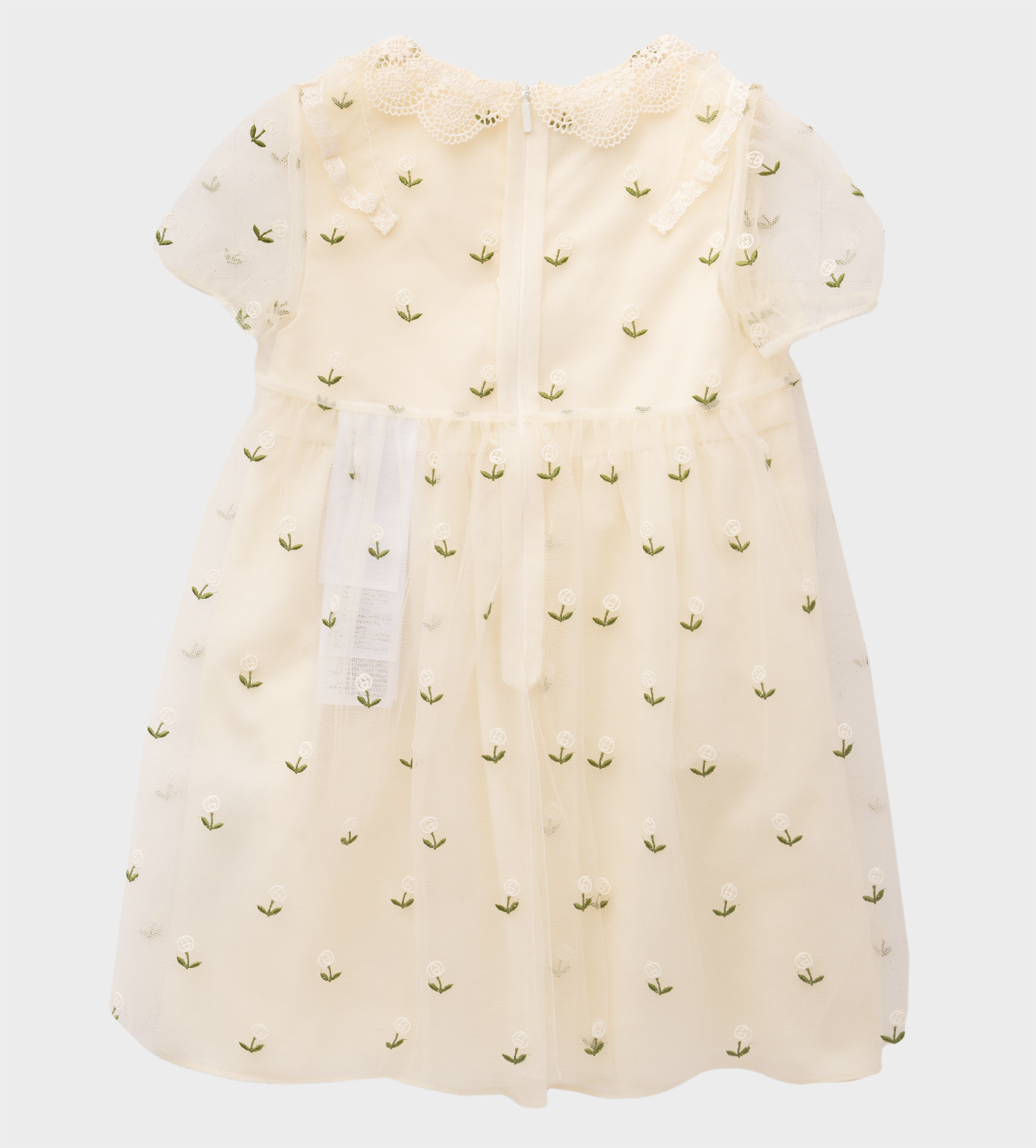 GG Floral-Embroidered Dress Milk