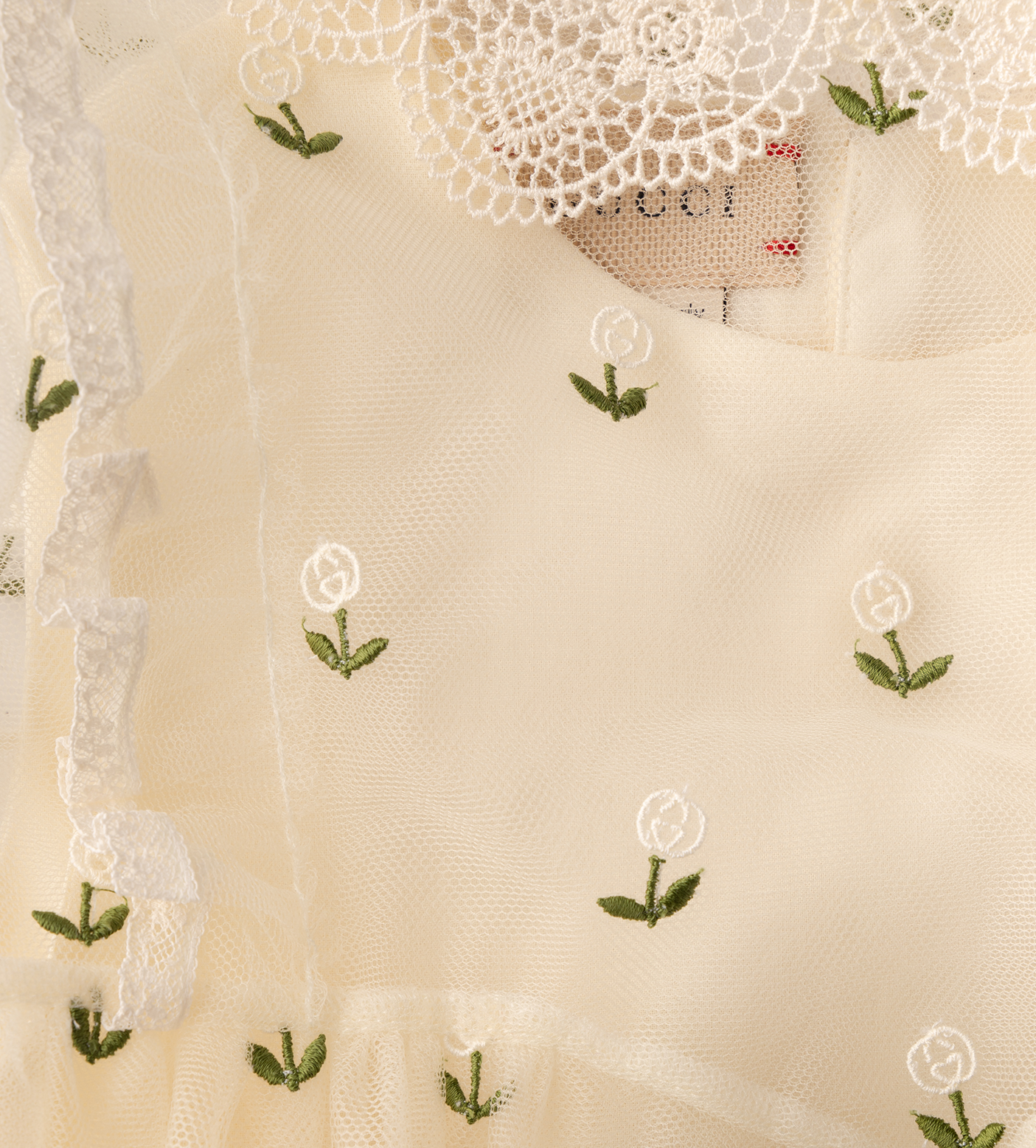 GG Floral-Embroidered Dress Milk