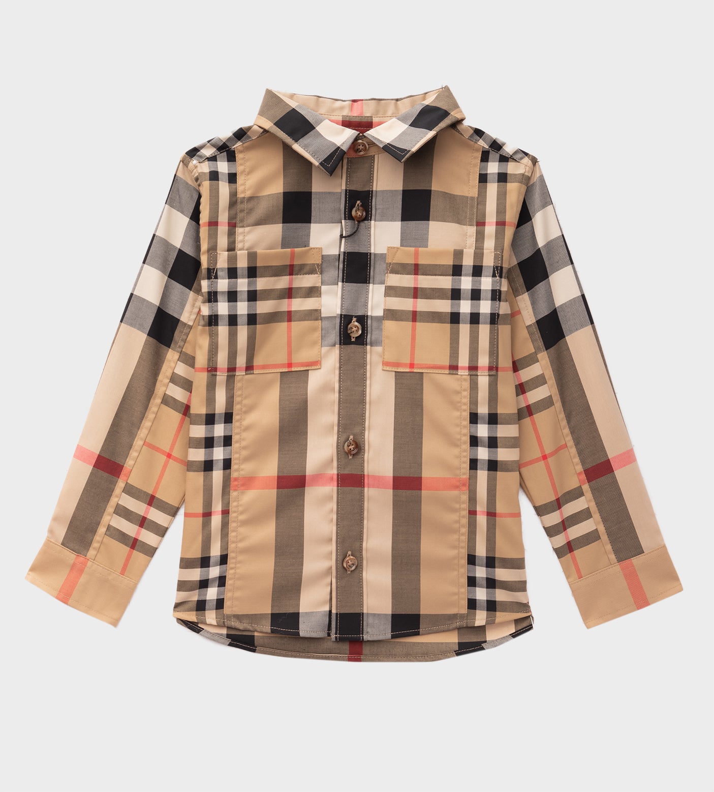 Check Cotton-Blend Shirt Beige