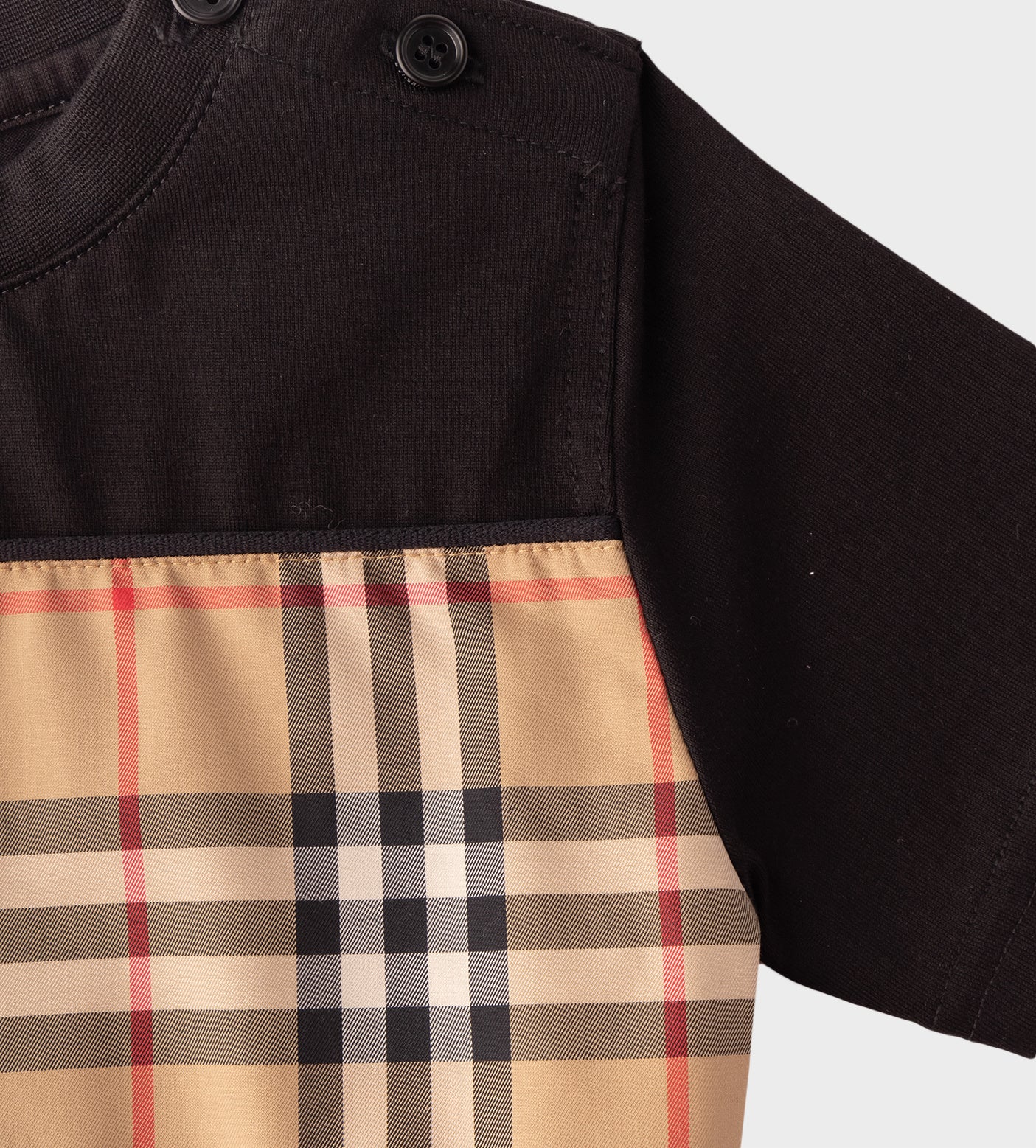 Baby Vintage Check Cotton Jersey T-shirt Black
