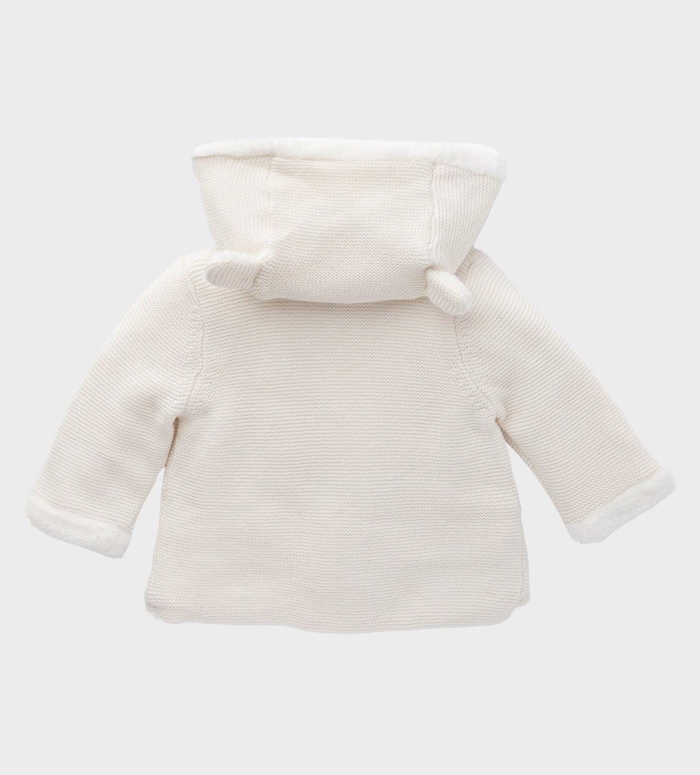 Baby Double Breasted Button Hooded Coat Ecru