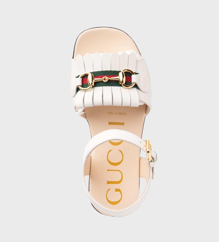 Leather Sandal with Horsebit Dusty White