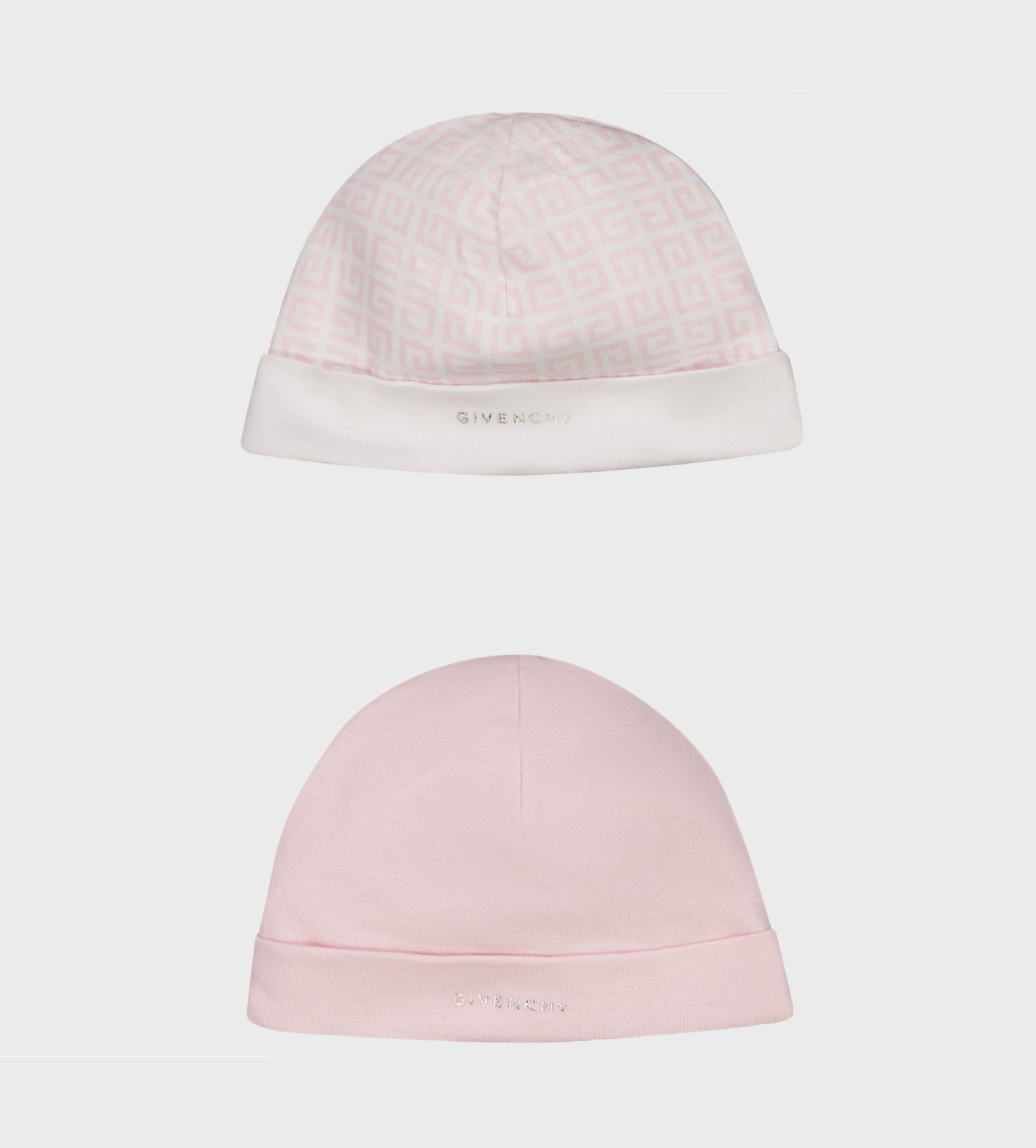 Greca-Print Knitted Hat (pack of 2) Pink