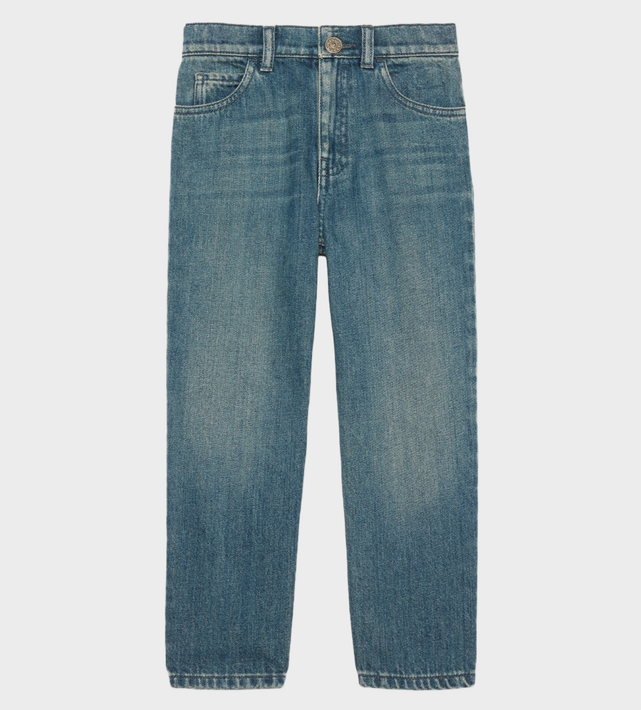 Denim Trouser with Embroidery Blue