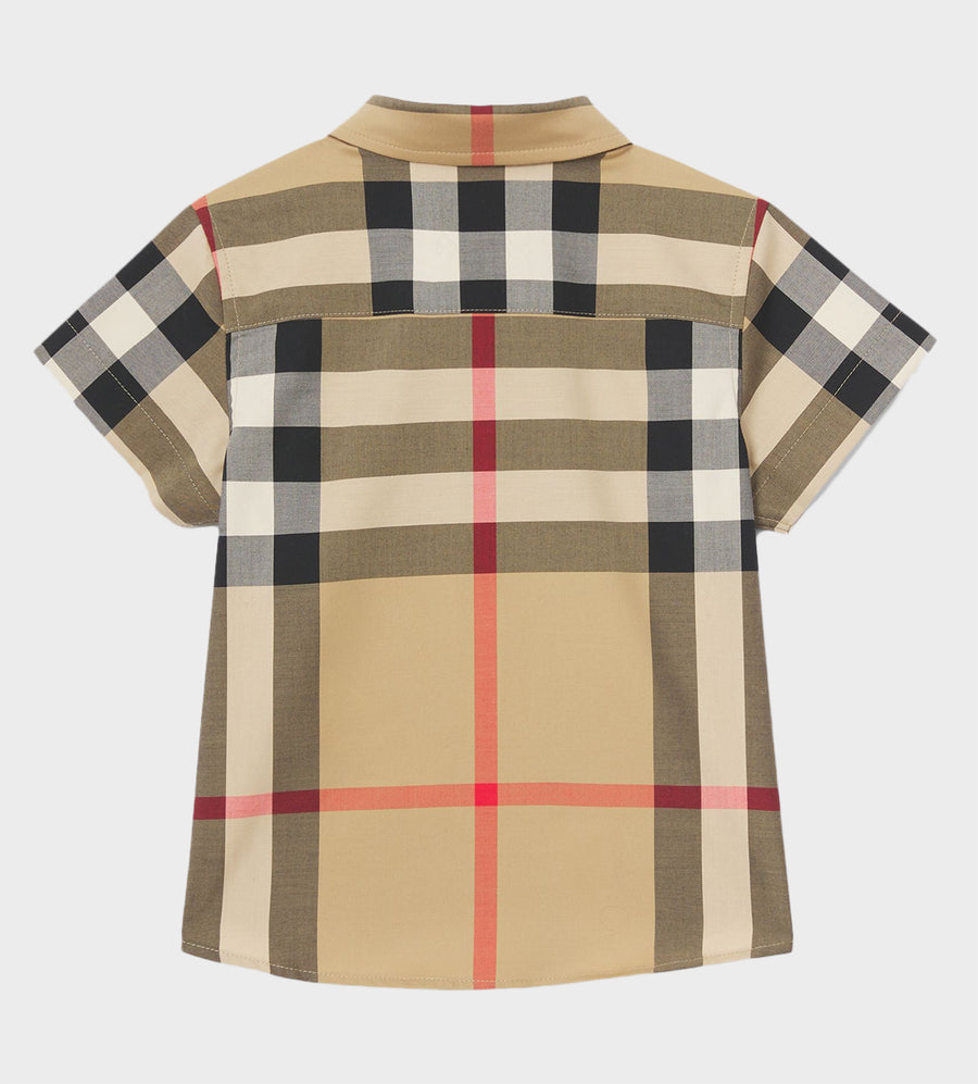 Baby Vintage Check Cotton Shirt Beige
