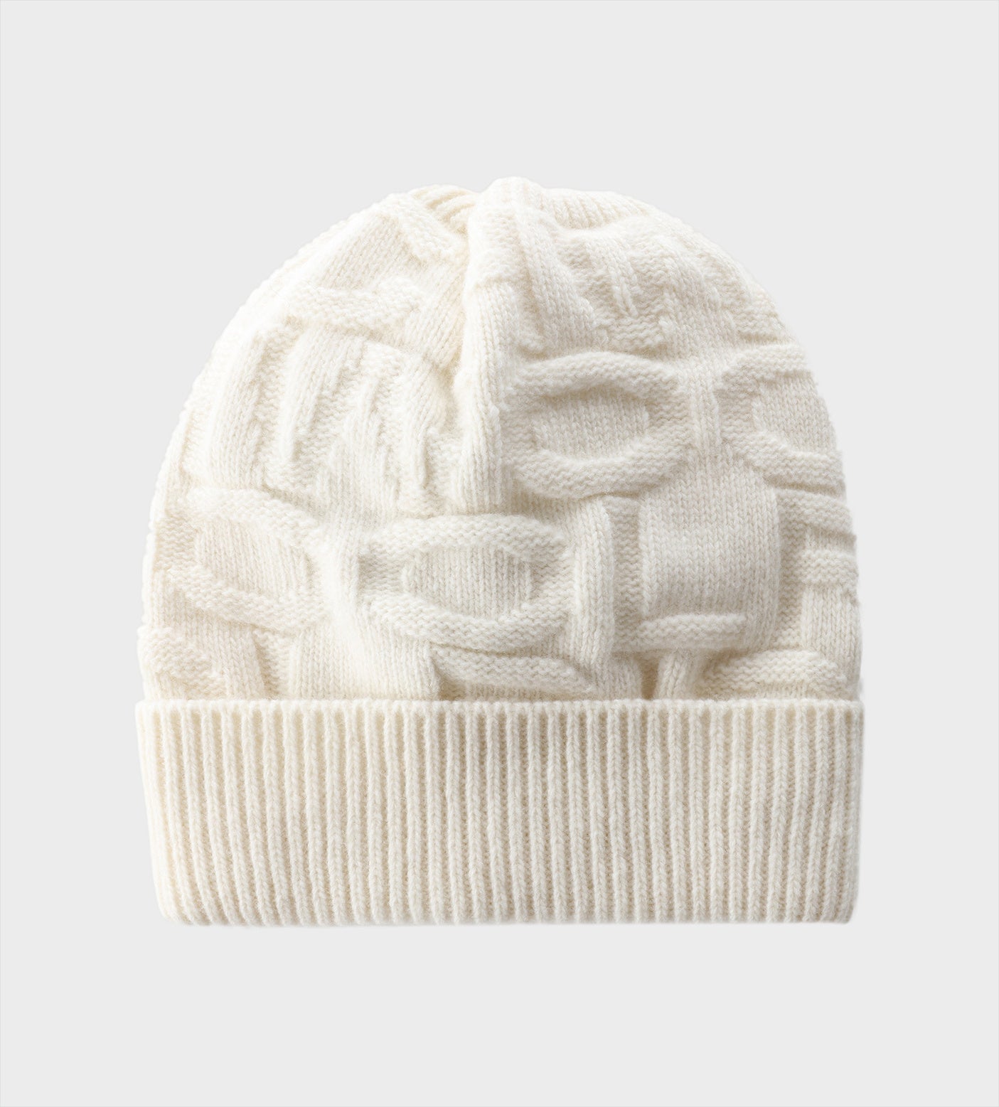 Logo Print Beanie White