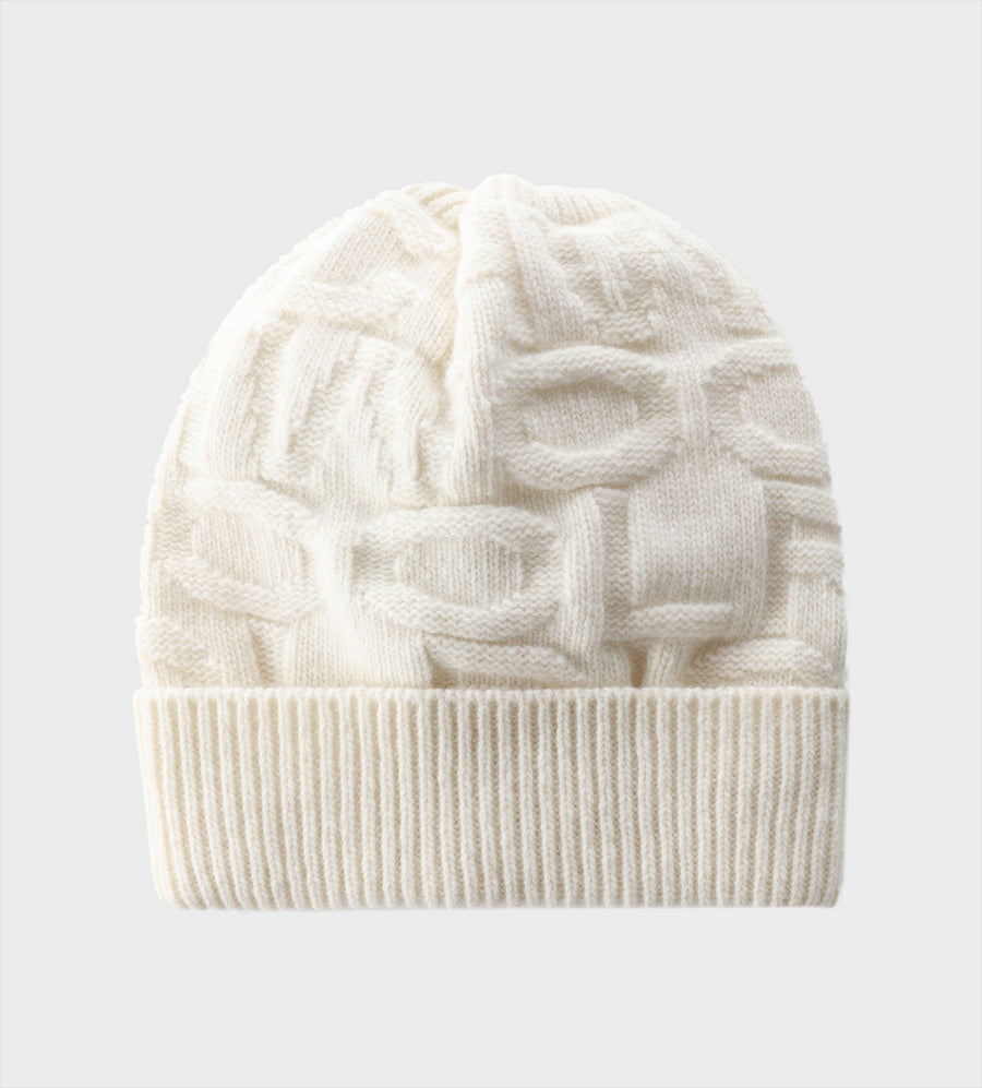 Logo Print Beanie White