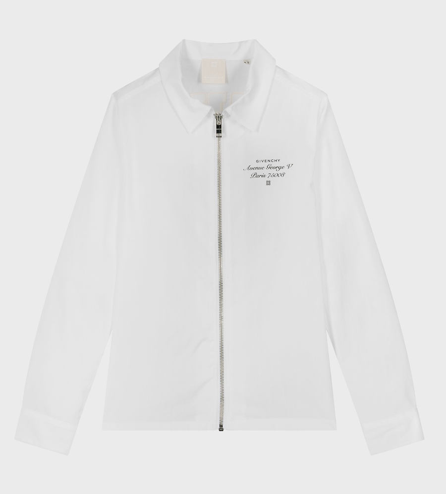 Logo-Patch Zip-up Shirt White