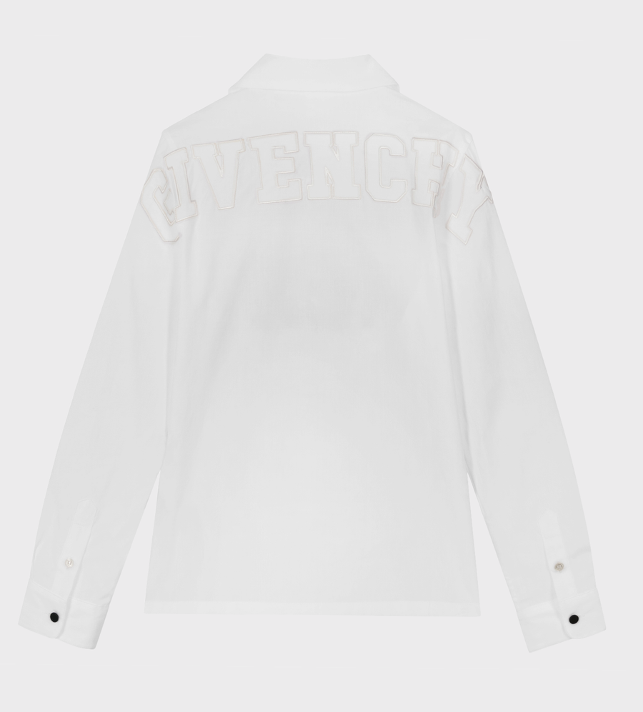 Logo-Patch Zip-up Shirt White