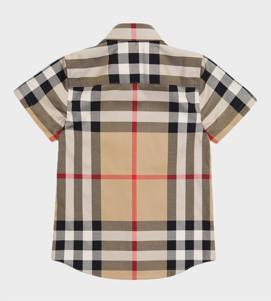 Vintage Check Cotton Shirt Beige