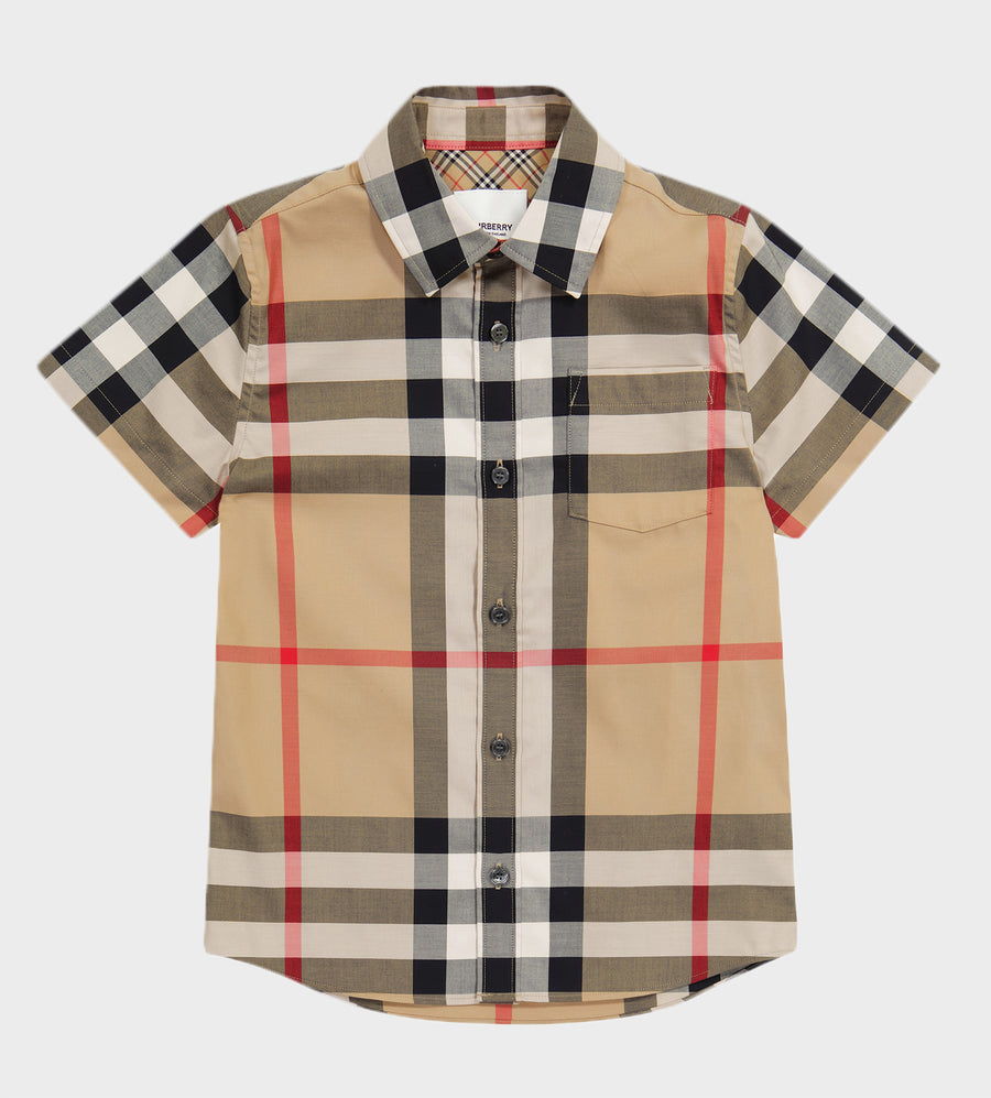 Vintage Check Cotton Shirt Beige